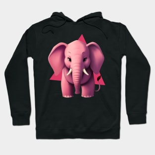 Adorable Pink Baby Elephant with Hot Pink Triangle Hoodie